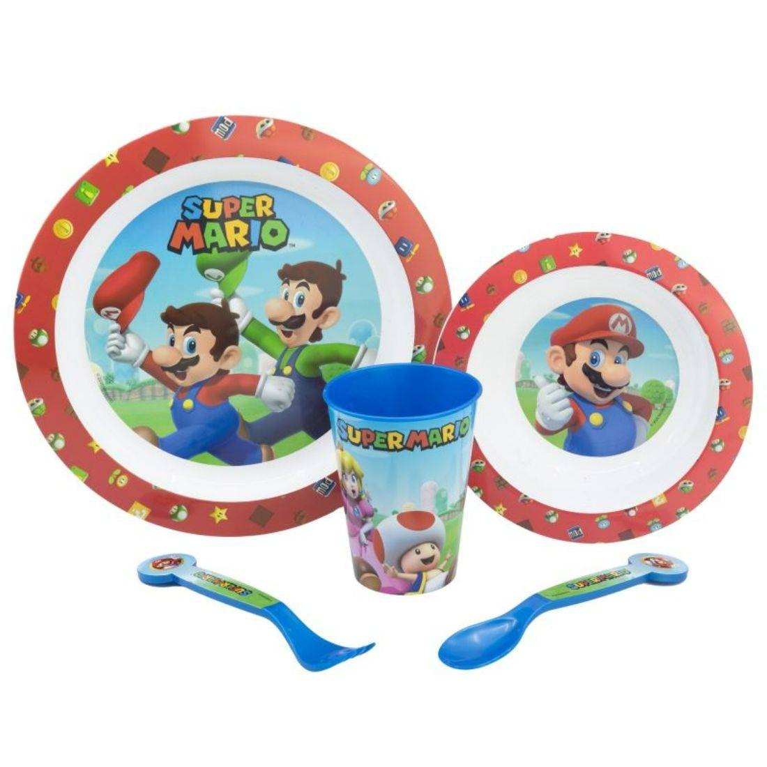 Conjunto de louça infantil Super Mario - 5 peças