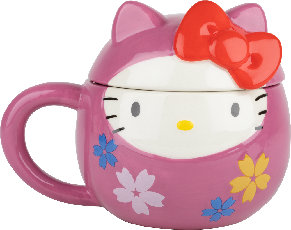 Mug com tampa Hello Kitty Daruma