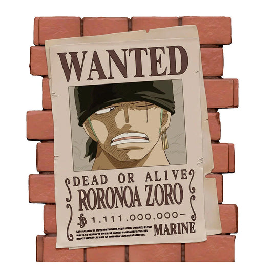 Mealheiro One PIece Zoro Wanted 16cm