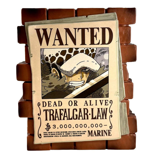 Mealheiro One PIece Trafalgar Law Wanted 16cm