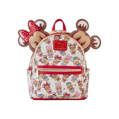 Mochila Loungefly Mickey Minnie Gingerbread com bandolete